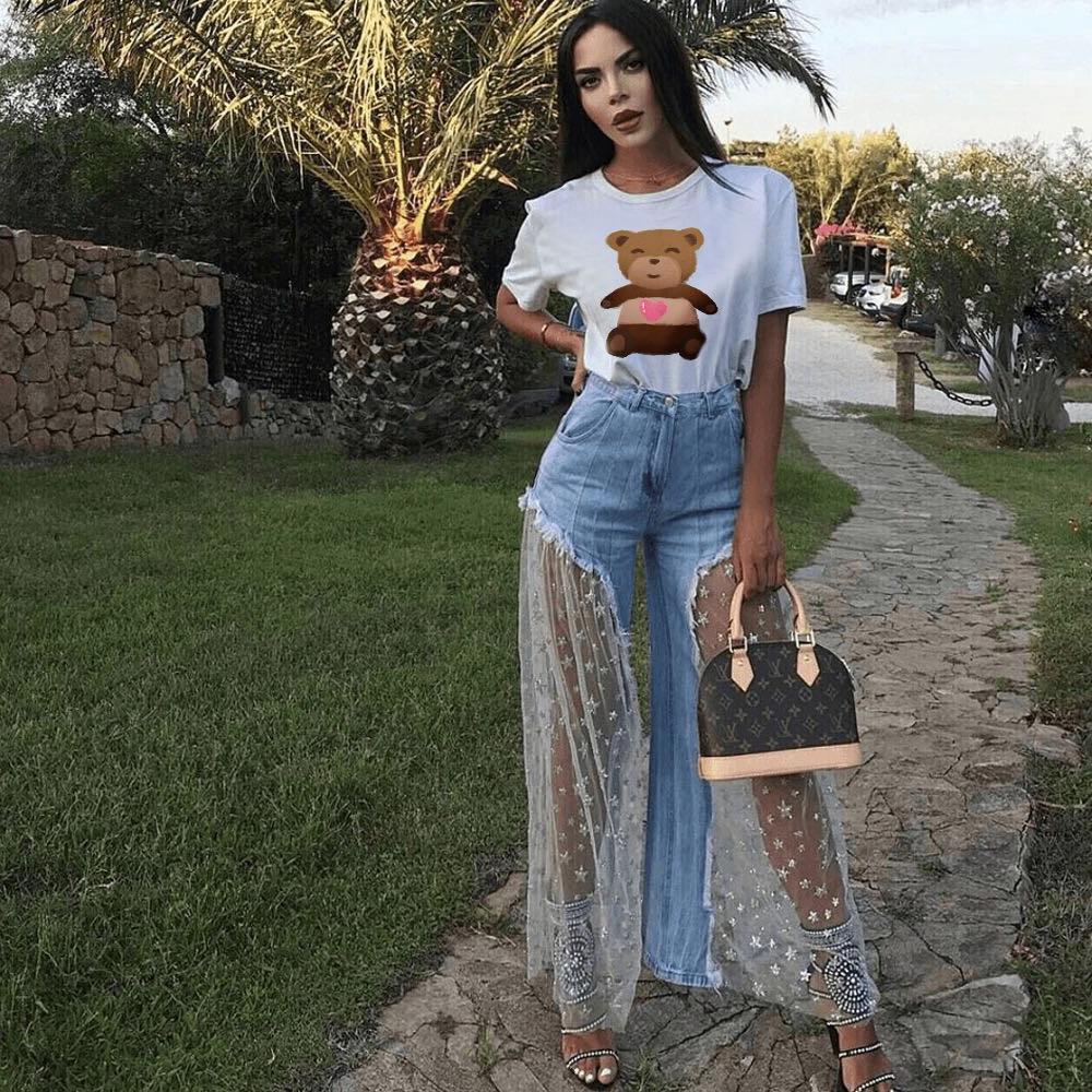 Women Destroyed Split Joint Lace Tulle F