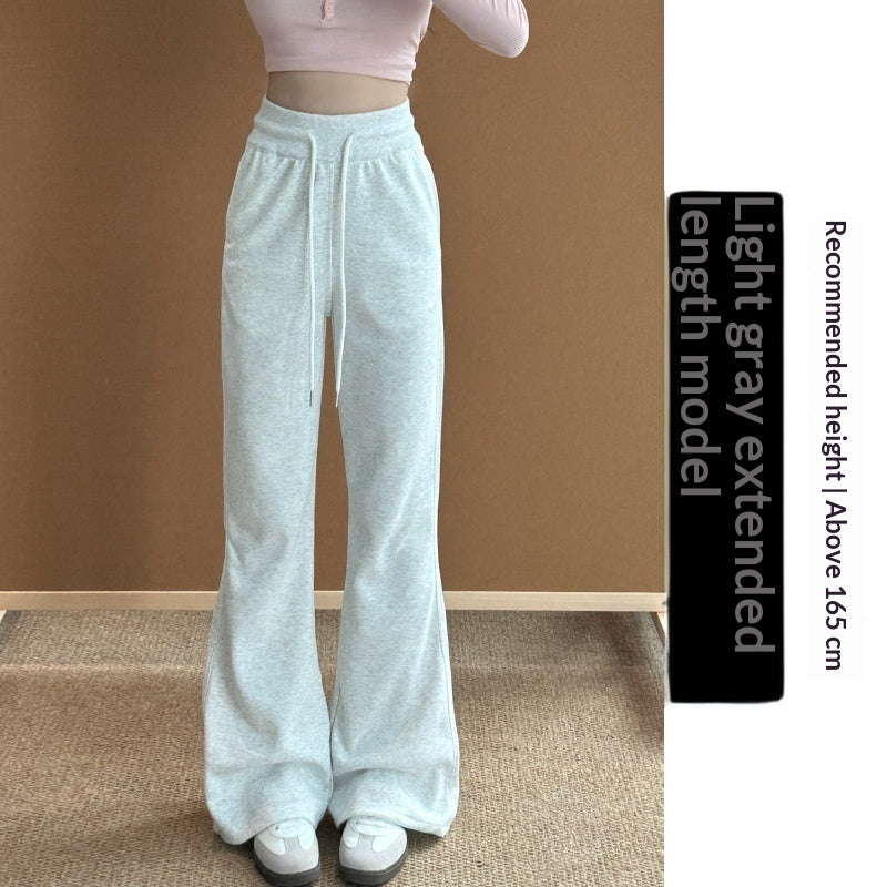 Dark Gray Flared Pants Womens High-Waisted Casual Sport Pants