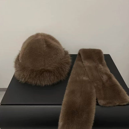 Suit Winter Scarf Mongolian Cap Plush Hat Women's Thickened