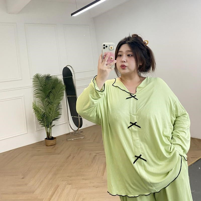 Long Sleeve V-neck Homewear Pajamas Two-piece Set