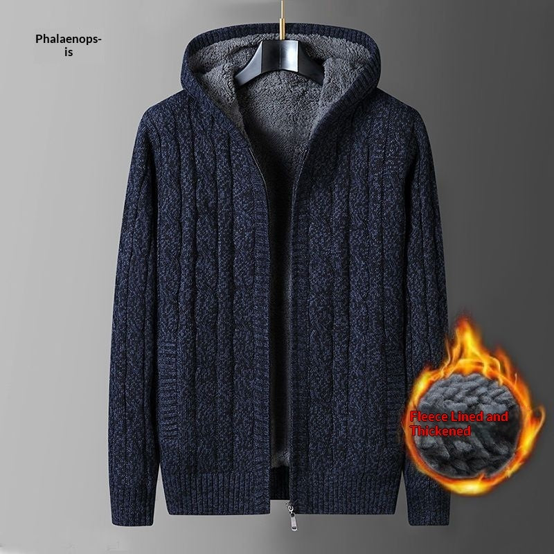 Loose Hooded Knit Men's Sweater Coat