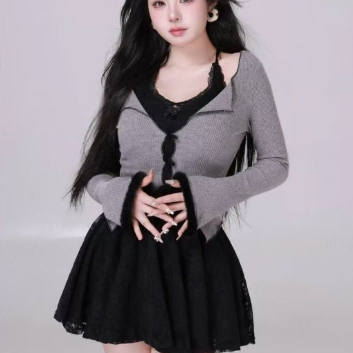 Plus-size French-style Seductive Lace Halter Dress For Women