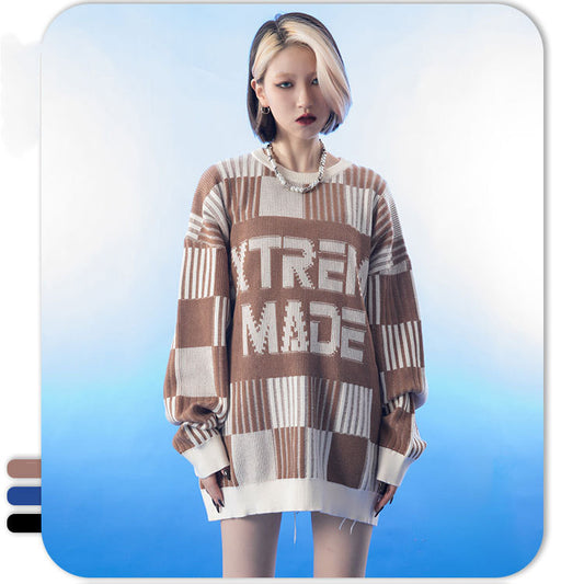 Retro Pixel Bogstaver Street Rundhals Pullover