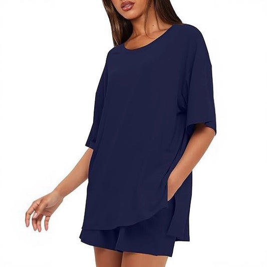 Simple Solid-Color Summer Commuter Loungewear Set