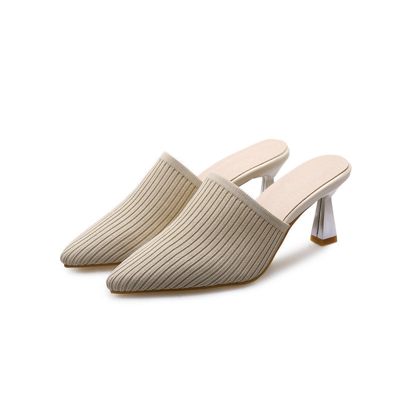 Women's Fashion Knitted High Chunky Heel Sandals