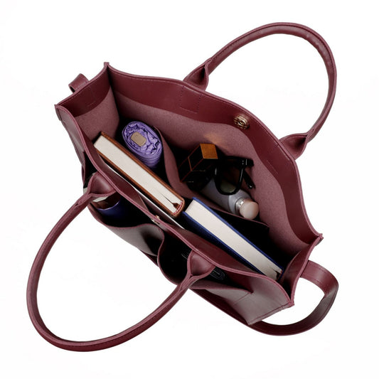 Large Capacity PU Solid Color Shoulder Women's Messenger Tote Bag
