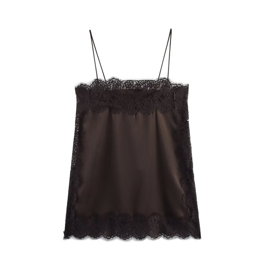 New Silk-satin Lace Top And Lace Midi Skirt