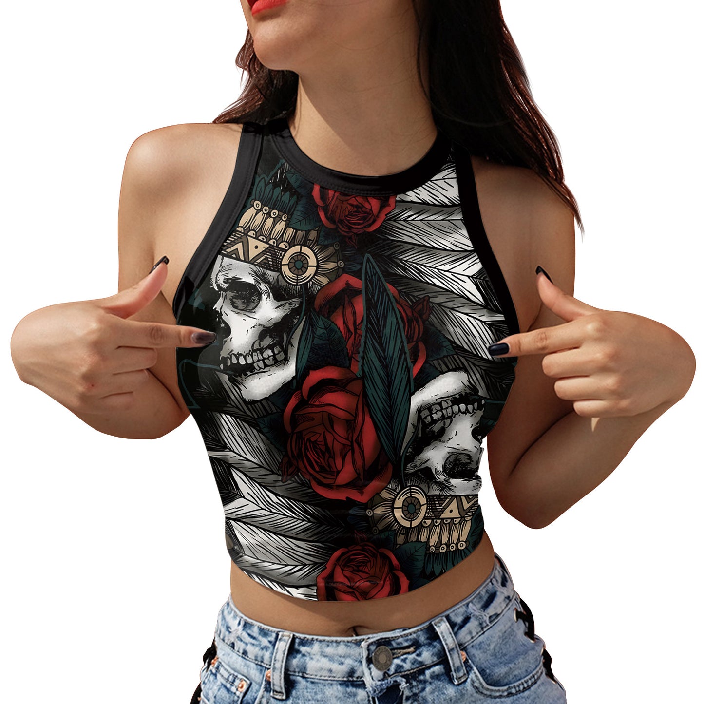Skeleton Skull Digital Printing Vest Top For Women