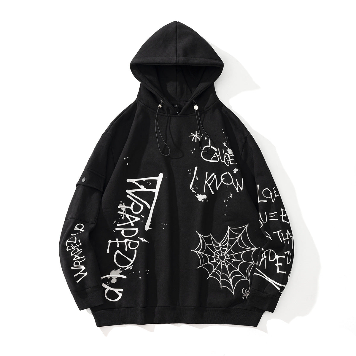 High Street Hip Hop Graffiti Embroidered Print Hoodie