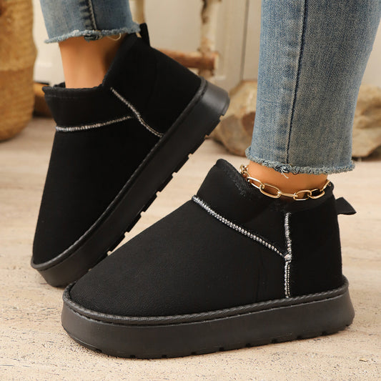 Short Boots With Thick Soles Non-slip Design And Plush Liningperfect For Outdoor Snowy Conditions