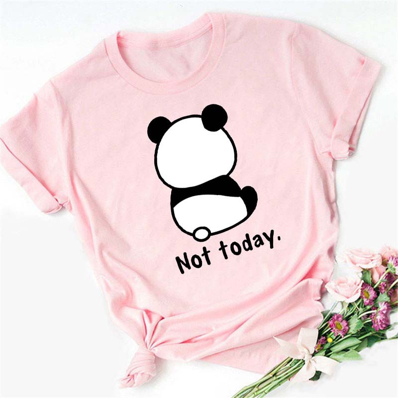 Digital Cartoon Panda Printing Round Neck Sports Short Sleeve