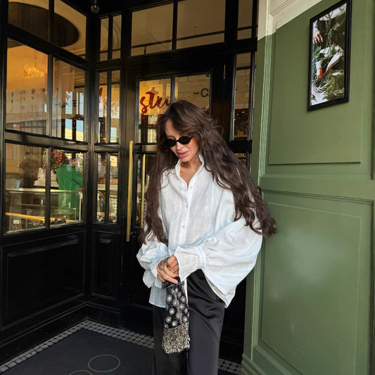 Bell Sleeve Lapel Long Sleeve Shirt