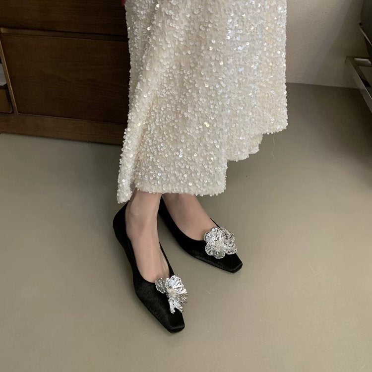 Spring New Arrival Square Toe Flats For Women, Pointed Toe Slip-On Shoes Soft Sole Ballet Flats Must-Have For Wide Leg Pants