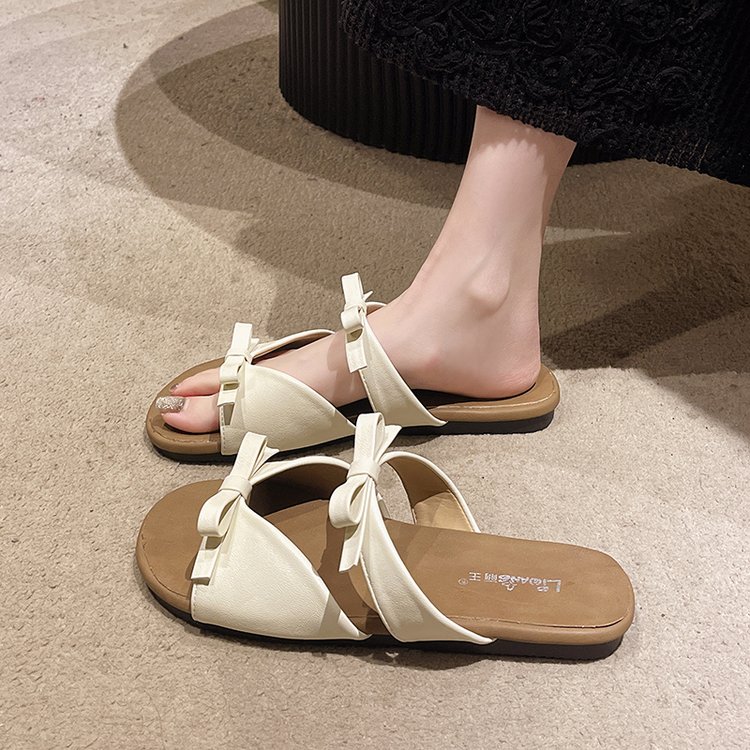 Women's Age-Reducing Bowknot Flat Sandals Fashion Casual Lightweight Outdoor Slides For Summer 2026