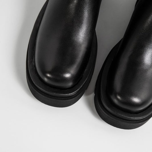 Thin High Barrel Stretch Boots Knight Korean Wedge