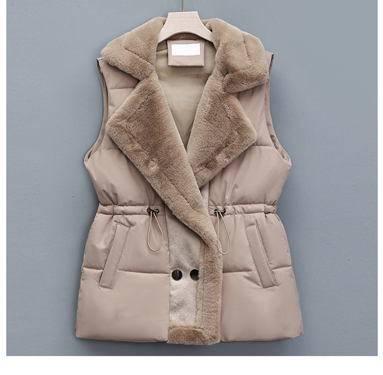 Thick Thermal Vest Korean Style Mid-length Versatile Solid Color