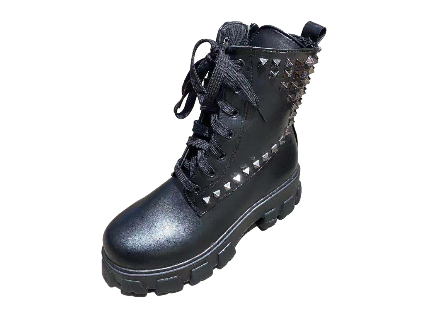 Studded Round Toe Martin Boots Women's Plus Size Short Boots