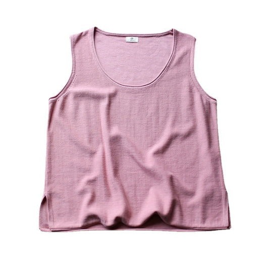 Round Neck Women's Loose Artistic Curling Distressed Vest