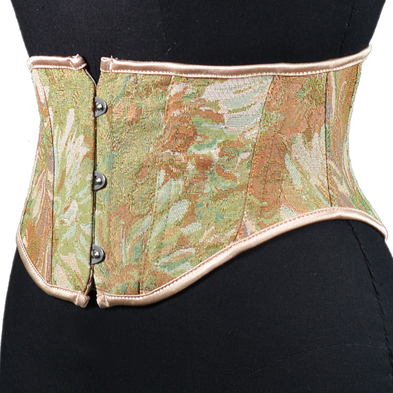 16cm Short 3 Button Jacquard Oil Painting Body Sculpting Girdle