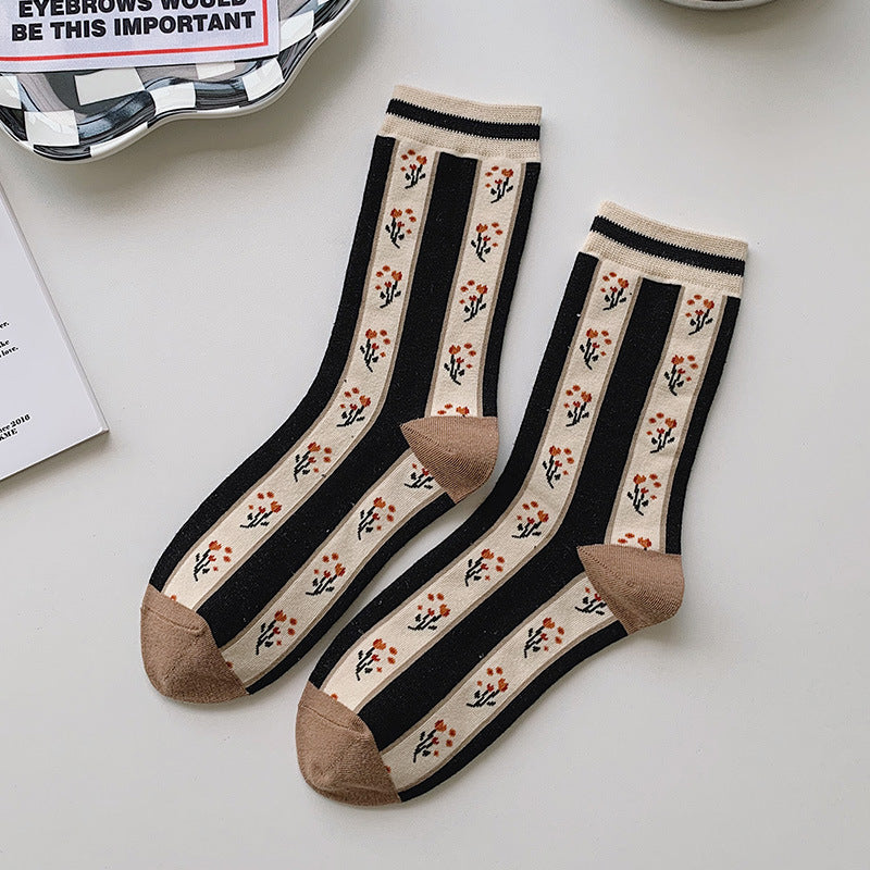 Black Women's Tube Socks Pure Cotton