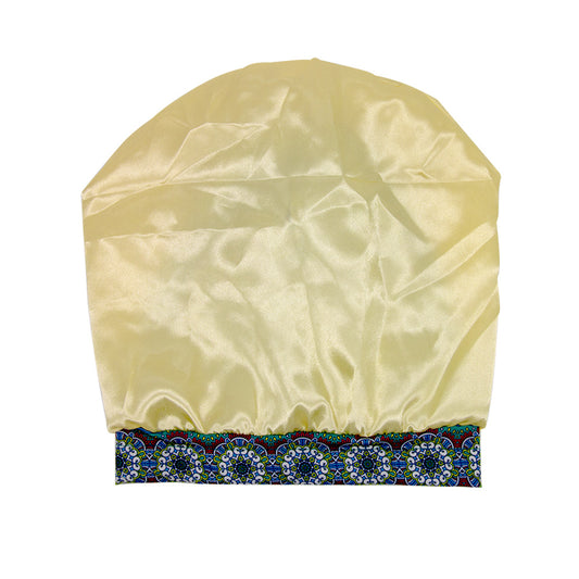 Elastic Cotton Printed Double-layer Lining Satin Nightcap