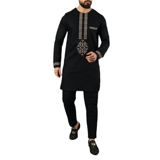 Men's Casual Long Sleeve Ethnic Style Traditional Clothing Suit
