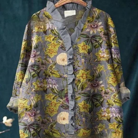 Ny løs printet T-shirt til kvinder med rund hals, afslappet plus size