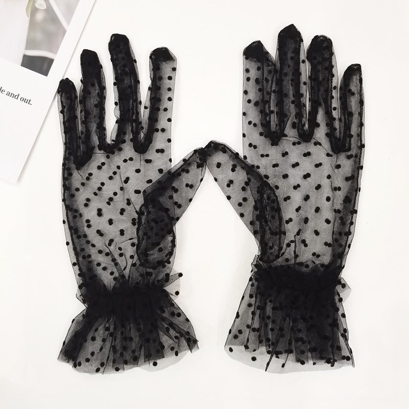 Beauty White Wedding Gloves for Girls Mesh Evening Woman Holiday Accessories Halloween Birthday Performance Gloves