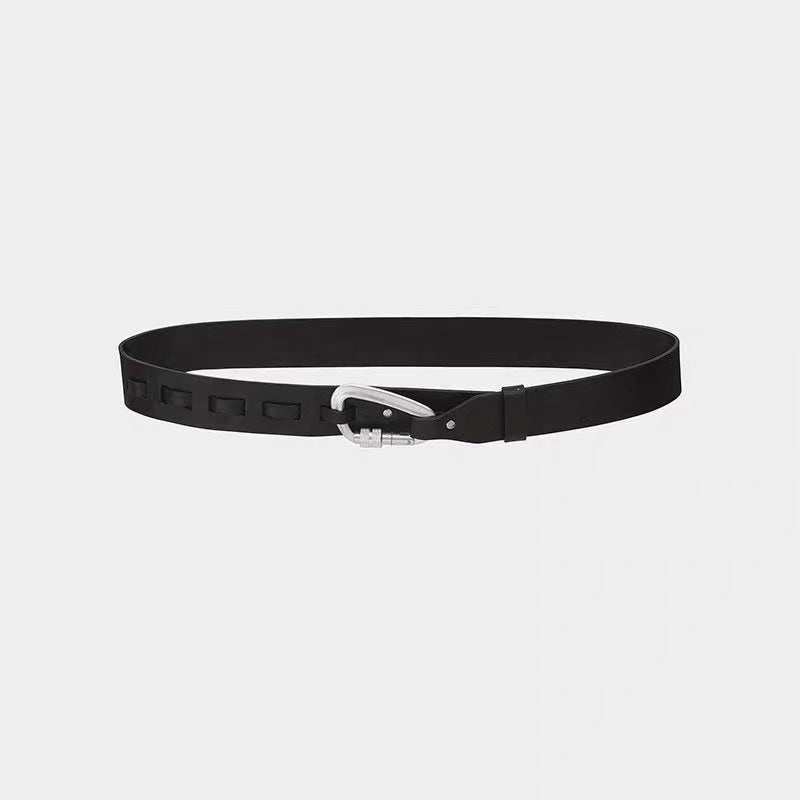 Black Functional Metal Buckle Letter Belt