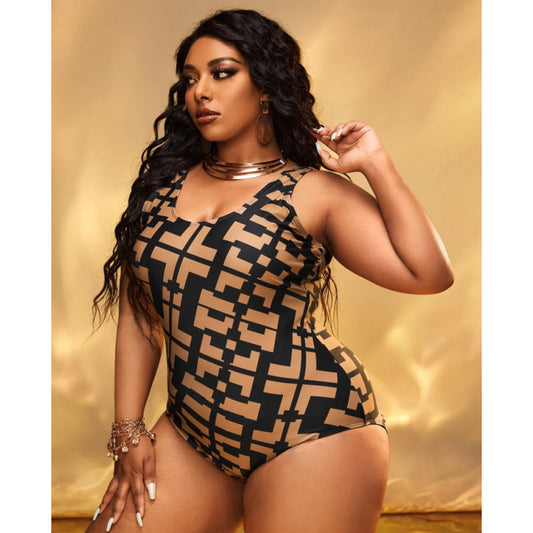 Women's Fashion Graphics Patchwork Print Bikini One-piece Swimsuit