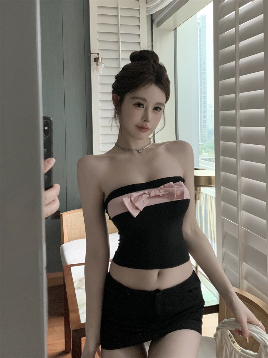 Female Casual Creative One Shoulder Bow Top