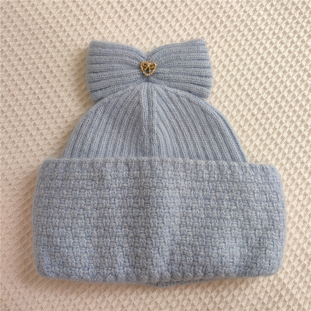 Sweet And Cute Bowknot Rabbit Hair Knitted Hat