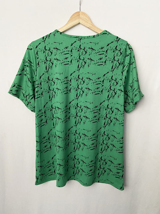 Hollow Crew Neck Casual Home Print Short Sleeves