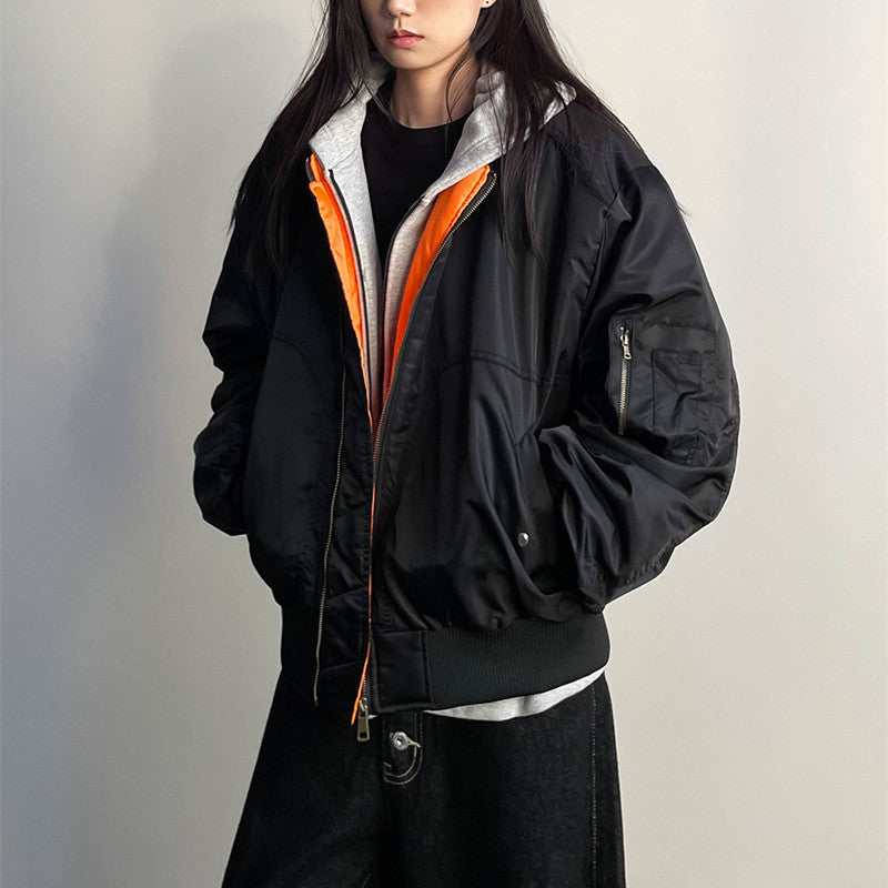 Pilot Stand Collar Retro Loose All-matching Thickened Fall Winter Coat