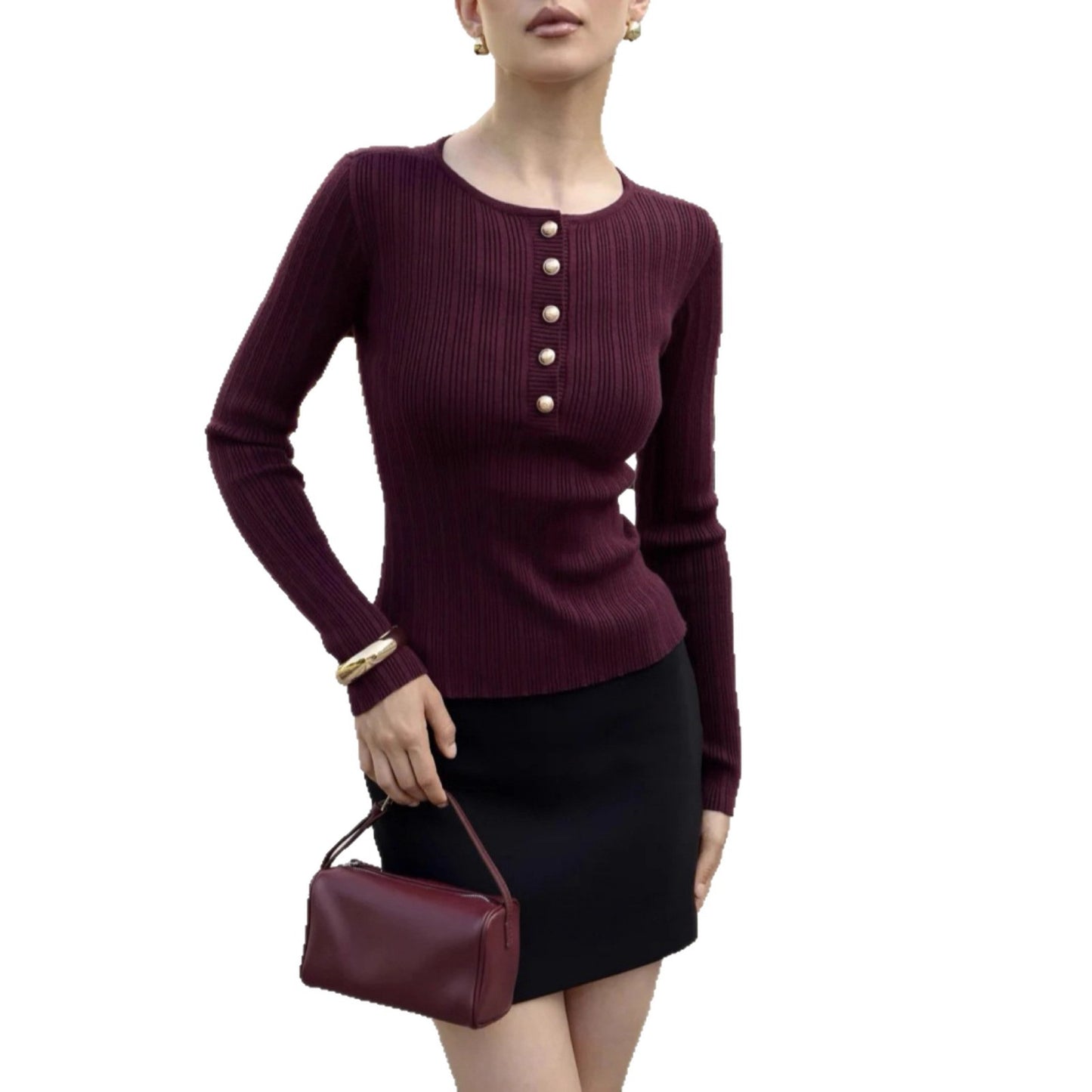 Simple, Slimming Crew-neck Knit Sweater