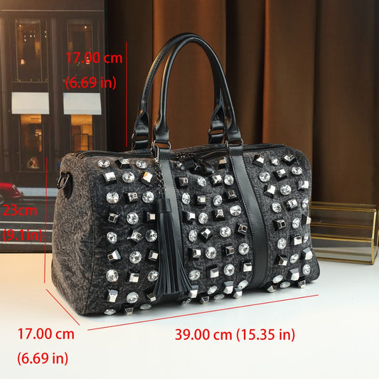 Large-Capacity Casual Travel Rhinestone Embellished Handbag Shoulder Crossbody Bag