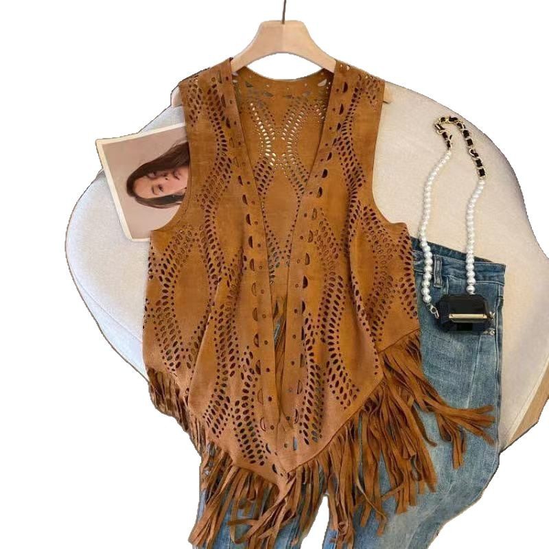 Ladies Tassel Vest Hollow Fashion Casual Jacket
