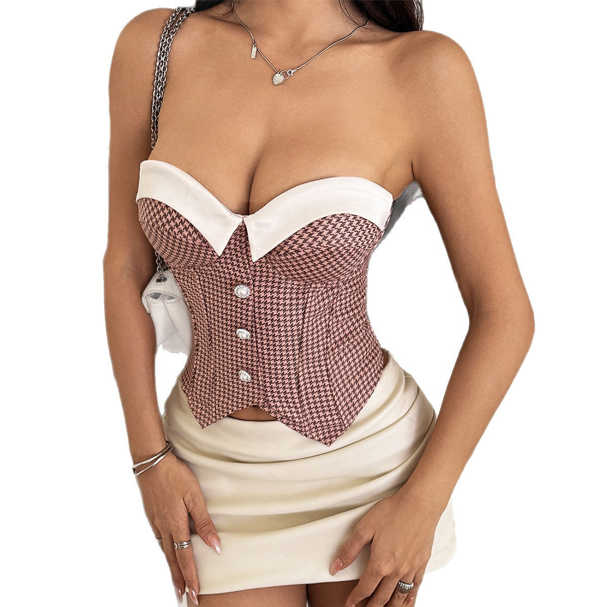 Womens Underwired Fishbone Waist-Cinching Sexy Tube Top