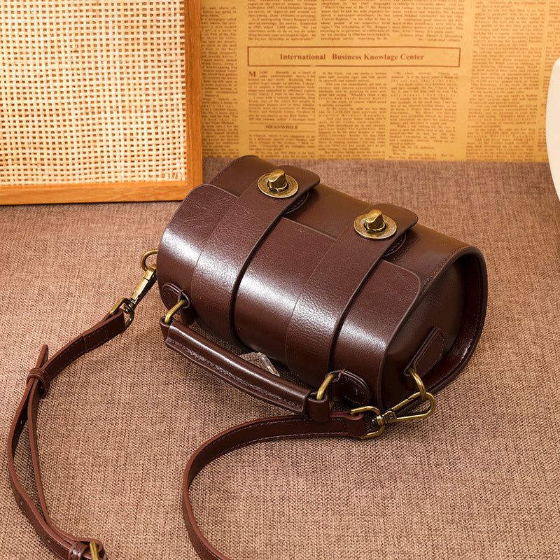 Retro Trendy Messenger Bag Håndtaske i Første Lag Oksehud