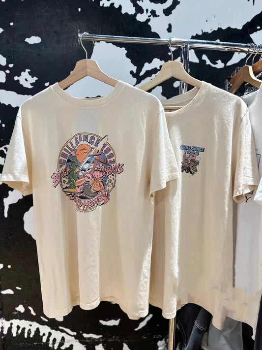 BM Style Dinosaur Printed Cartoon Printed Short Sleeve T-shirt