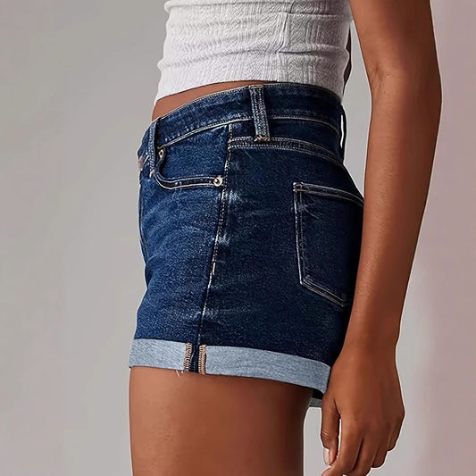 New Straight-fit Slimming Ripped And Frayed-edge Denim Shorts
