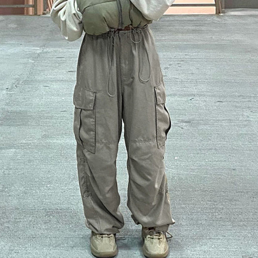 Large Pocket Light Casual Straight Trousers
