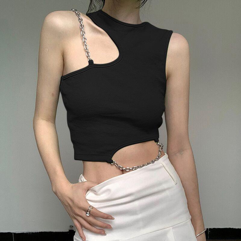 Uregelmæssig Halterneck Camisole Ny Slank T-shirt