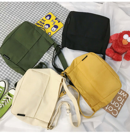 Solid Color Unisex Men's And Women's Canvas Shoulder Bag