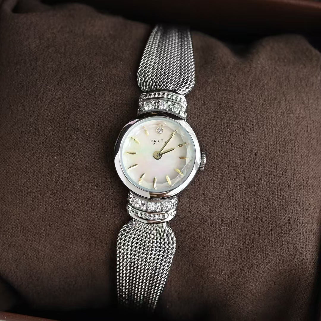 Niche, Light-luxury Mini Vintage Mesh-link Quartz Watch