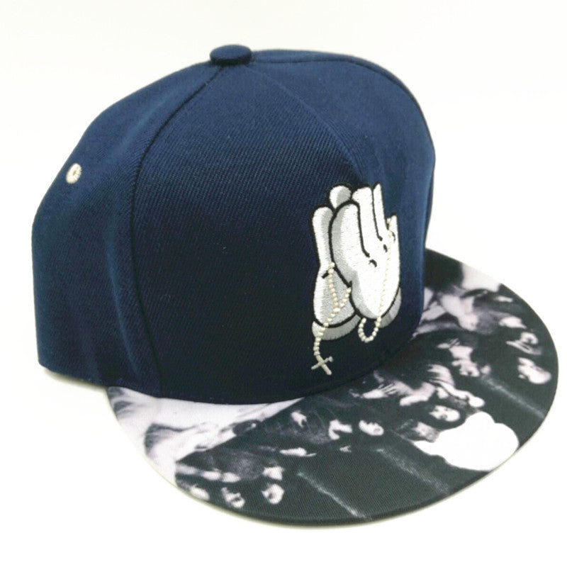 European And American Hands Print Hip-hop Flat Brim Baseball Hat
