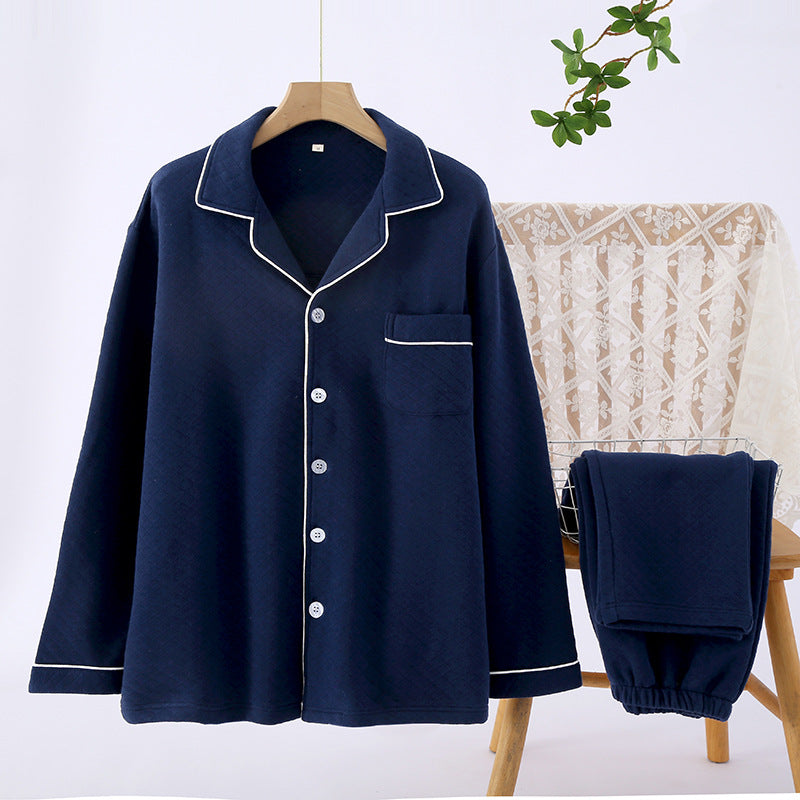 Womens Thickened Solid-Color AutumnWinter Loungewear Set With Long Sleeves