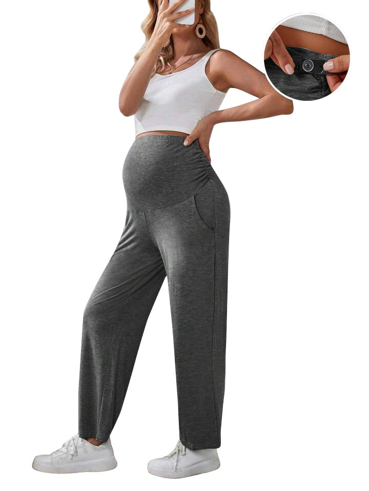 New Female Pregnant Women Straight-leg Pants Loose Clinch Adjustable Plus Size