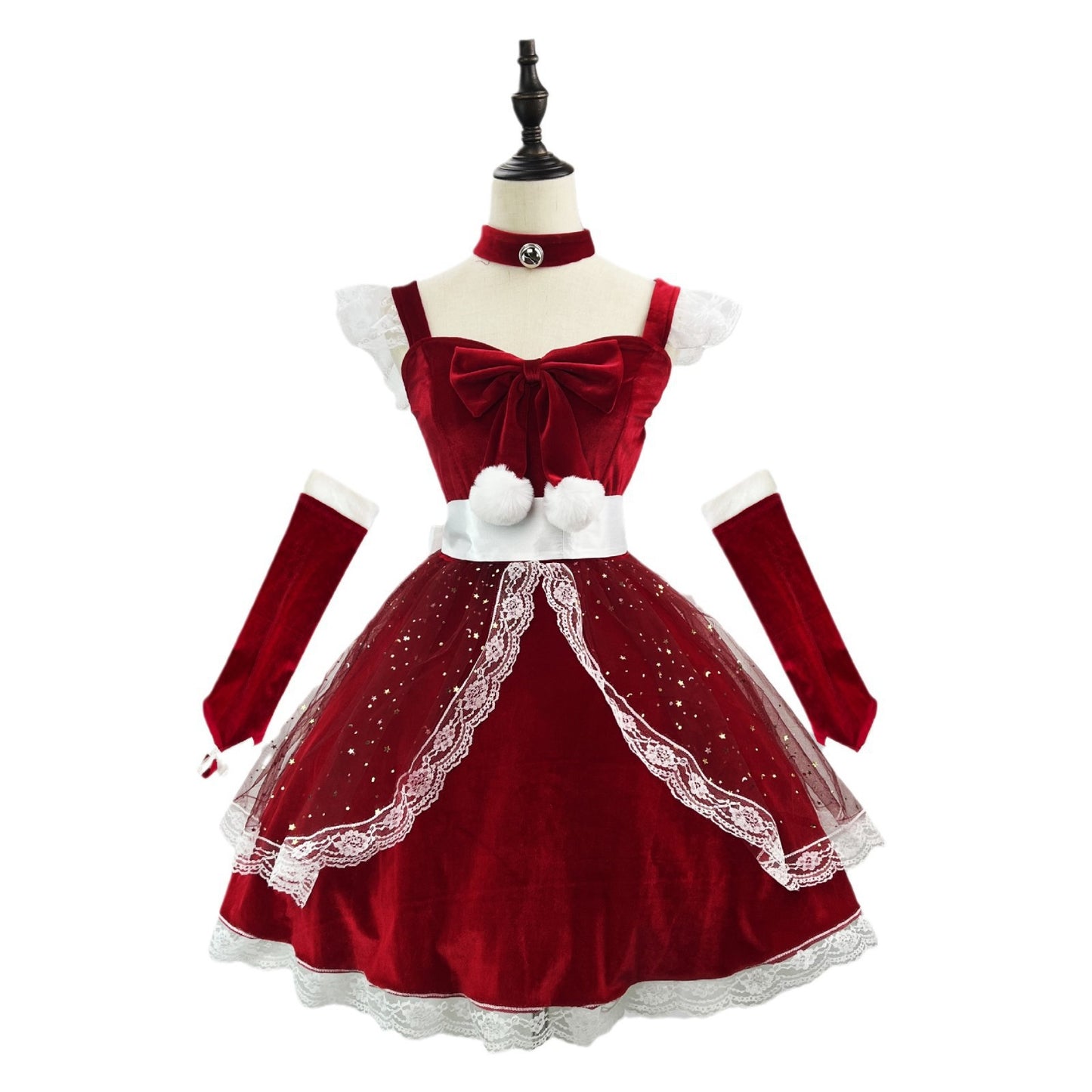 Princess Christmas Outfit In Burgundy Maid Costume Perfect For Influencers And Live-Stream Performances