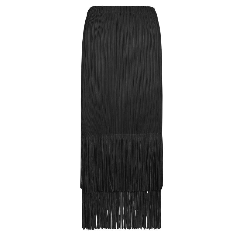 Pleated Tassel A- Line Skirt Mid-length